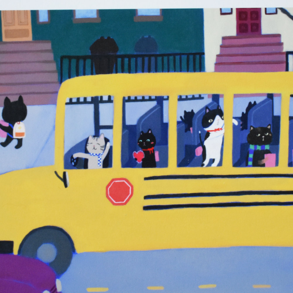 Closeup of cats on bus